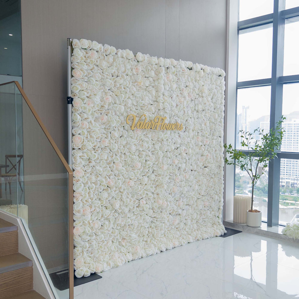 ValarFlowers Pink White Rose Artificial Flower Wall Backdrop for Wedding & Event Decor VF-306