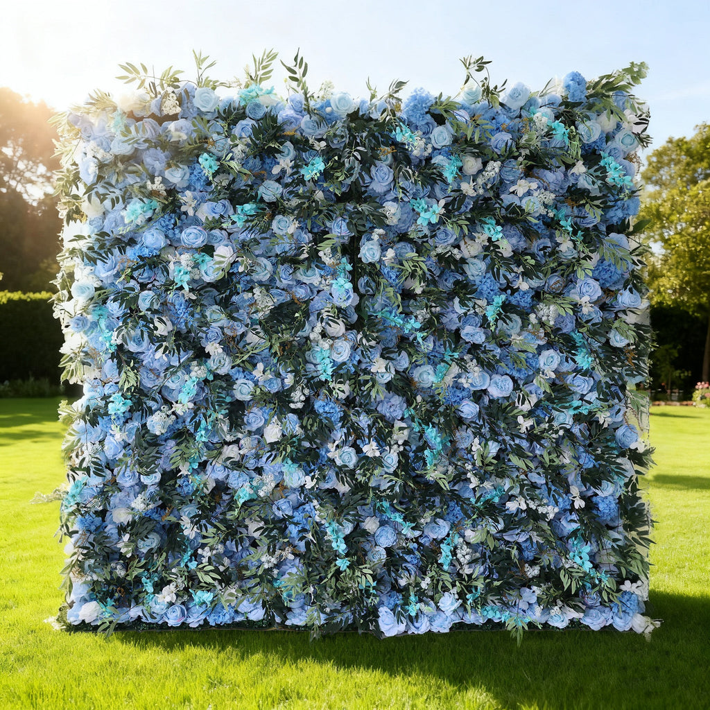 ValarFlowers Green Blue Greenery Artificial Flower Wall Backdrop for Wedding & Event Decor VF-389