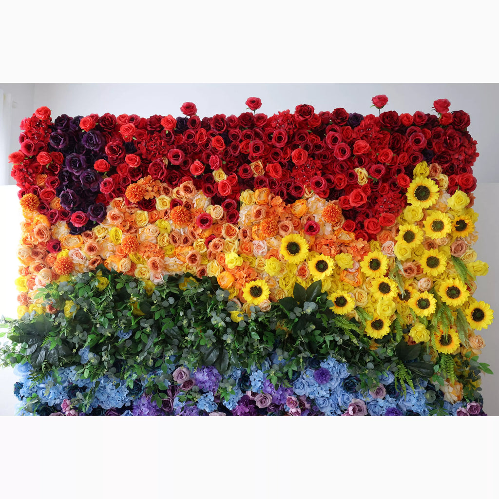 ValarFlowers Red Peach Yellow Artificial Flower Wall Backdrop for Wedding & Event Decor VF-530