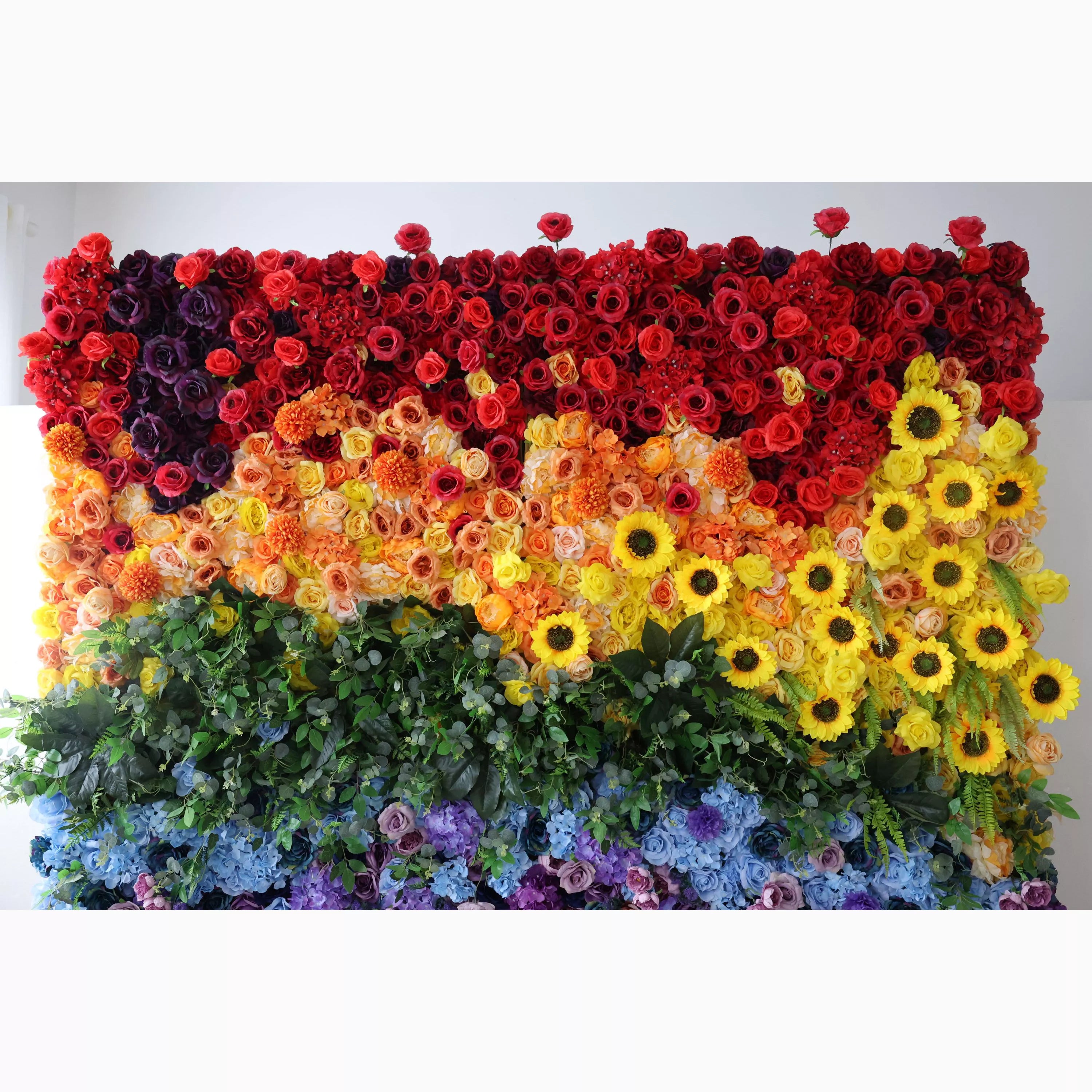ValarFlowers Red Peach Yellow Artificial Flower Wall Backdrop for Wedding & Event Decor VF-530