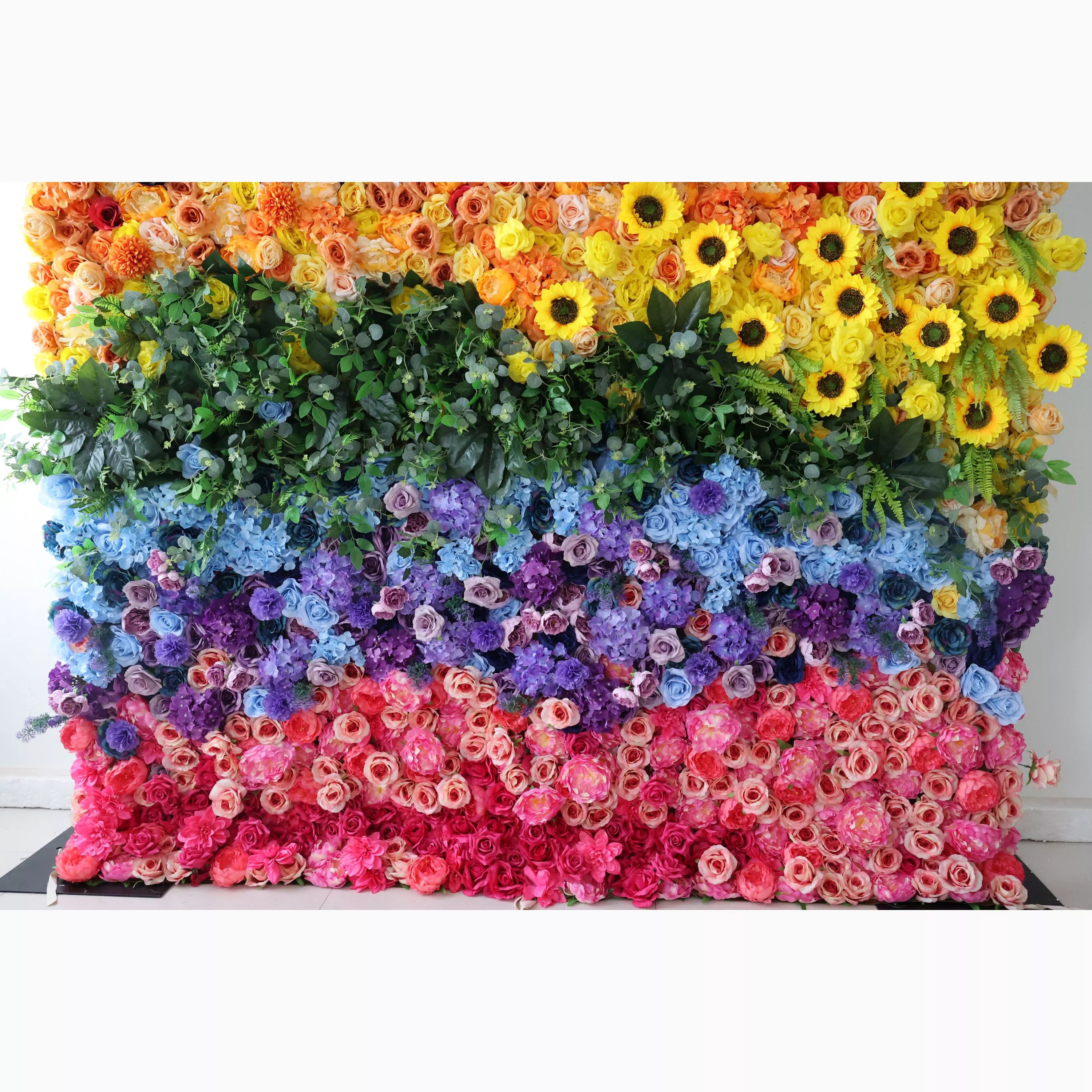ValarFlowers Red Peach Yellow Artificial Flower Wall Backdrop for Wedding & Event Decor VF-530