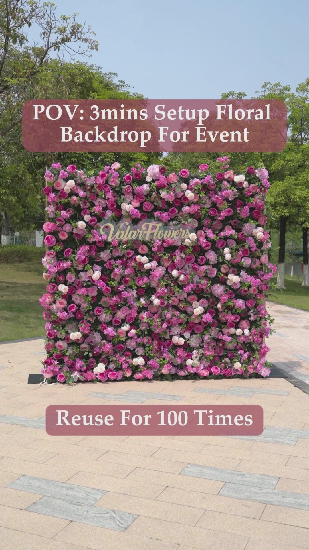 Radiant and Enchanting Multishade Pink Flower Backdrop by ValarFlowers A Vivid VF-325
