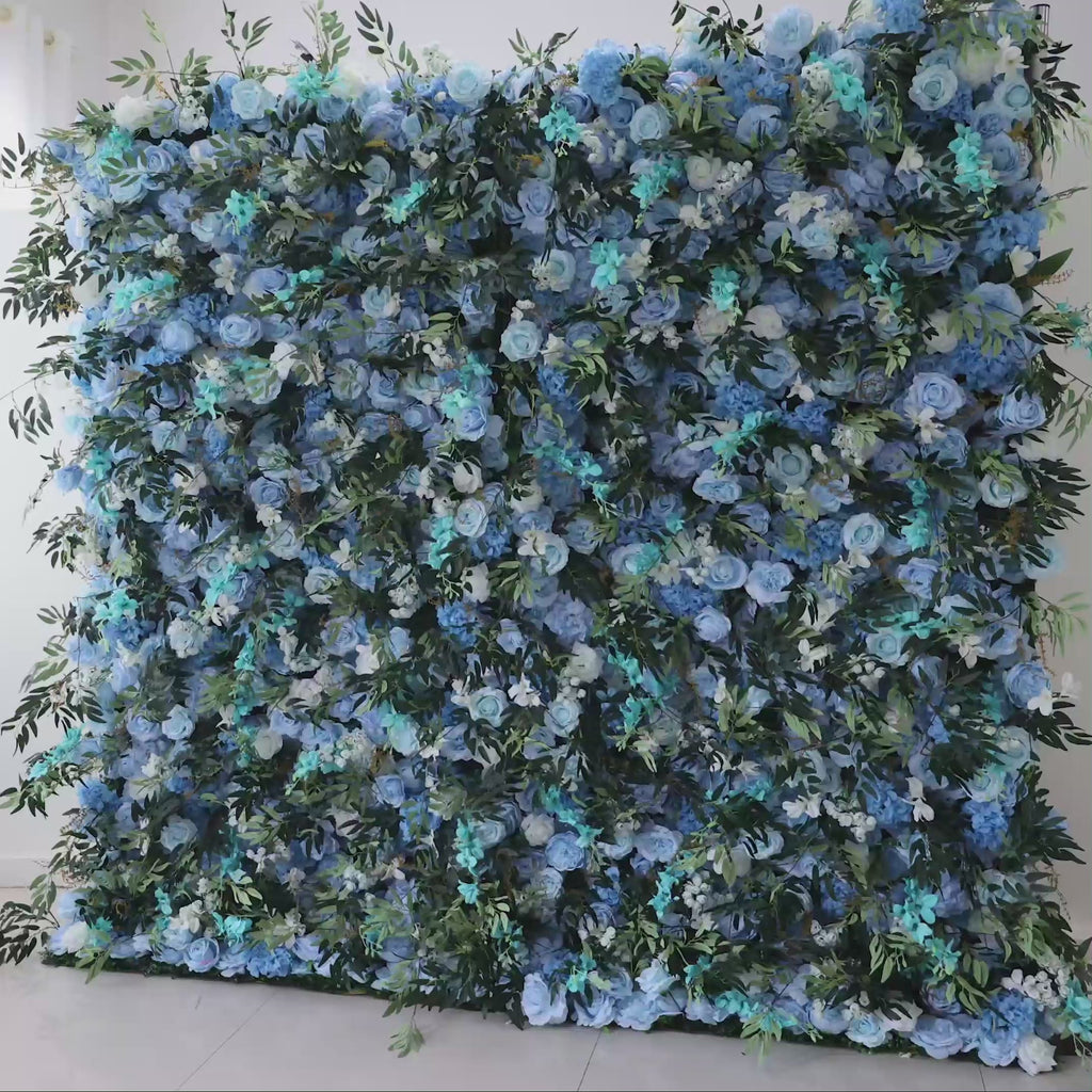 ValarFlowers Green Blue Greenery Artificial Flower Wall Backdrop for Wedding & Event Decor VF-389